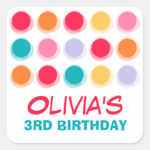 Fuzzy Blur Fun Colour Dots Birthday Party Stickers