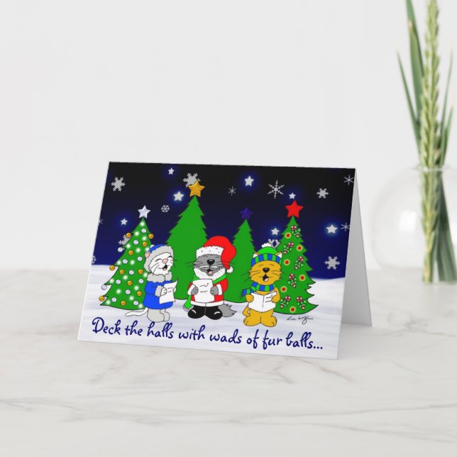 'Fuzzy Carolers' Holiday Card (Front)