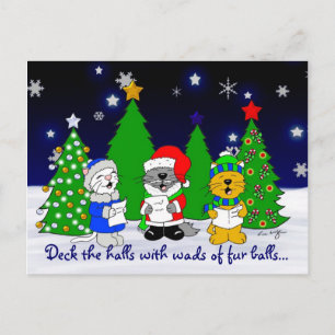 'Fuzzy Carolers' Holiday Postcard