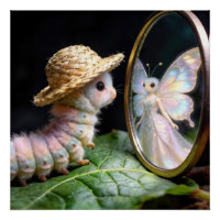 Fuzzy Caterpillar Gazing at a Fairy Butterfly