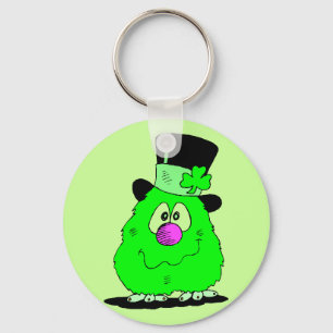 Fuzzy Character in Top Hat & Shamrock Key Chain