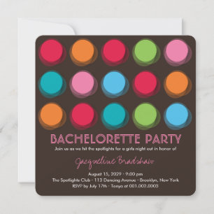 Fuzzy Colour Disco Dots Bachelorette Party Invite