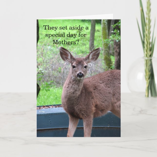 Fuzzy Deer Mother's Day Card (Front)