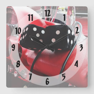 Fuzzy Dice in Chevy Square Wall Clock