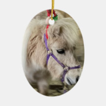 Fuzzy Elf Horse Christmas Ornament