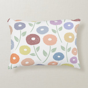 Fuzzy Flower Lg Pattern Pastels on White Decorative Cushion