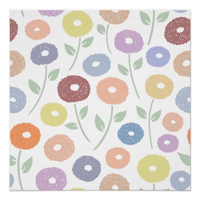 Fuzzy Flower Lg Pattern Pastels Poster (Front)