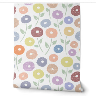 Fuzzy Flower Lg Pattern Pastels Wallpaper