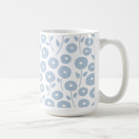 Fuzzy Flower Pattern Blue on White