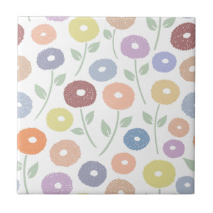 Fuzzy Flower Pattern Pastels Tile