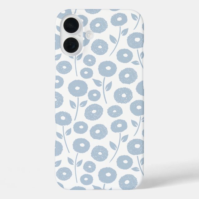Fuzzy Flower Rpt Pattern Blue on White Case-Mate iPhone Case (Back)