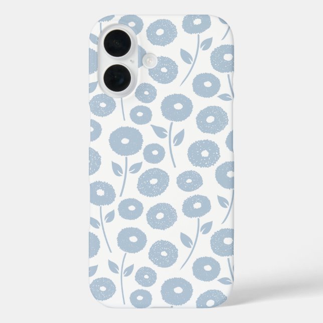 Fuzzy Flower Rpt Pattern Blue on White Case-Mate iPhone Case (Back)