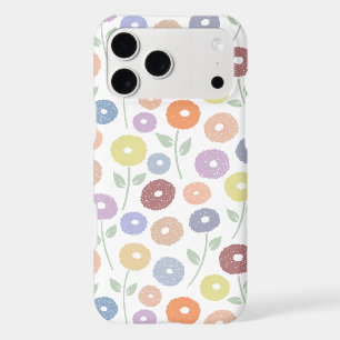 Fuzzy Flower Rpt Pattern Pastels on White