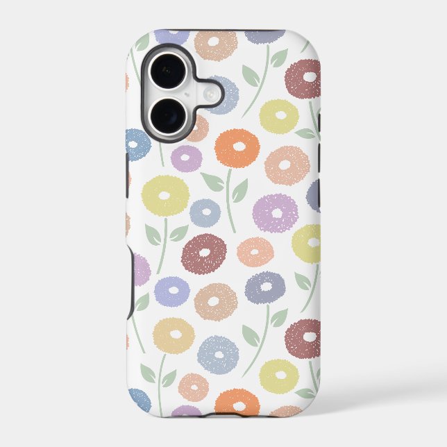 Fuzzy Flower Rpt Pattern Pastels on White (Back)