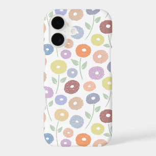 Fuzzy Flower Rpt Pattern Pastels on White