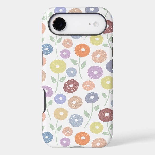 Fuzzy Flower Rpt Pattern Pastels on White (Back)