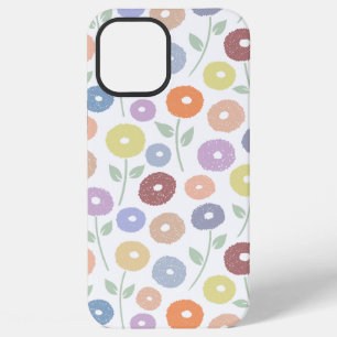 Fuzzy Flower Rpt Pattern Pastels on White iPhone 12 Pro Max Case