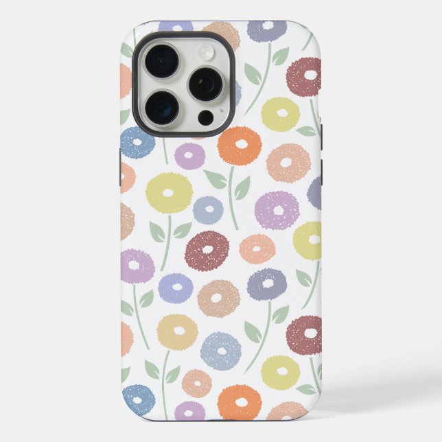 Fuzzy Flower Rpt Pattern Pastels on White iPhone Case (Back)