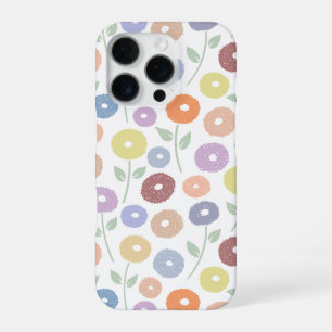 Fuzzy Flower Rpt Pattern Pastels on White iPhone 16 Pro Case