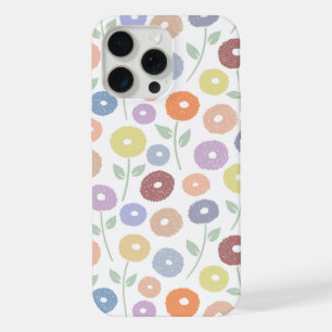Fuzzy Flower Rpt Pattern Pastels on White iPhone 15 Pro Max Case