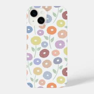 Fuzzy Flower Rpt Pattern Pastels on White iPhone 14 Case