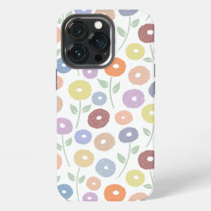 Fuzzy Flower Rpt Pattern Pastels on White iPhone 13 Pro Case