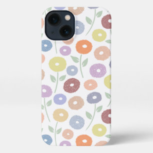 Fuzzy Flower Rpt Pattern Pastels on White iPhone 13 Case