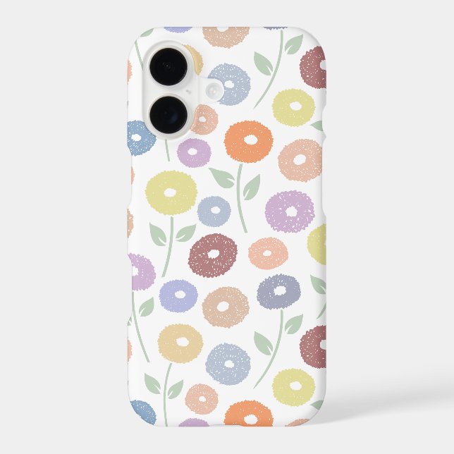 Fuzzy Flower Rpt Pattern Pastels on White iPhone Case (Back)