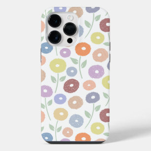 Fuzzy Flower Rpt Pattern Pastels on White iPhone 14 Pro Max Case