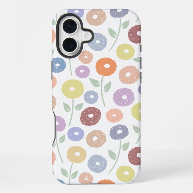 Fuzzy Flower Rpt Pattern Pastels on White iPhone Case (Back)