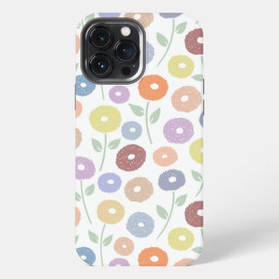 Fuzzy Flower Rpt Pattern Pastels on White iPhone 13 Pro Max Case