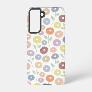 Fuzzy Flower Rpt Pattern Pastels on White Samsung Galaxy Case
