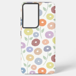 Fuzzy Flower Rpt Pattern Pastels on White Samsung Galaxy Case