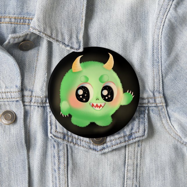 Fuzzy Friendly Monster Creature 10 Cm Round Badge (In Situ)