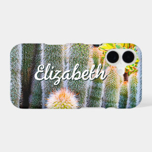 Fuzzy Green Cacti Succulent Photo Custom Name Bold