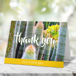 Fuzzy green cacti succulent photo script name bold thank you card<br><div class="desc">A stunning, modern, close-up photo of fuzzy, orange-tipped, green, blossoming cacti make an unique, custom, thank you note. Just type in your name(s) and this thank you note can be easily personalised for weddings, bridal showers, baby showers, birthdays, sweet sixteens, quinceaneras, bar & bat mitzvahs, and just about any other...</div>
