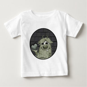 Fuzzy Green Monster with Heart Baby T-Shirt