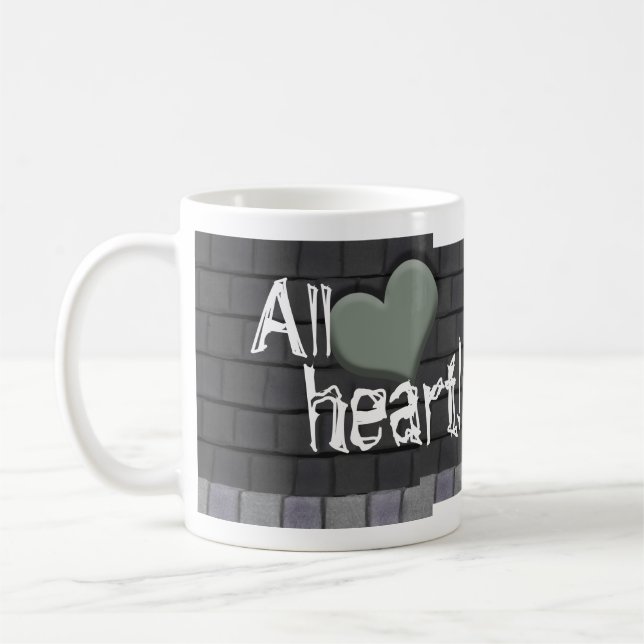 Fuzzy Green Monster with Heart Coffee Mug (Left)