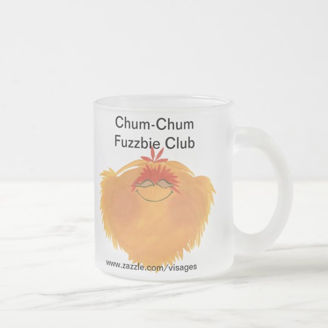 Fuzzy Monster Cartoon Character Frosted Glass Coffee Mug (Right)