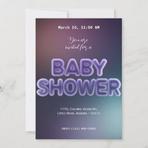 Fuzzy Neon Baby Shower Party Invitation