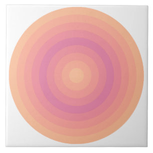 Fuzzy Peach Aurora Pink Circles Ceramic Tile