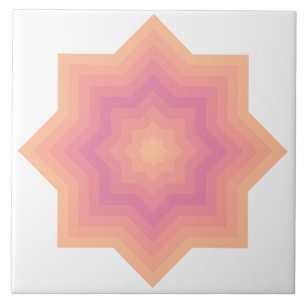 Fuzzy Peach Aurora Pink Stars Ceramic Tile