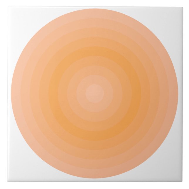 Fuzzy Peach Blazing Orange Circles Ceramic Tile (Front)