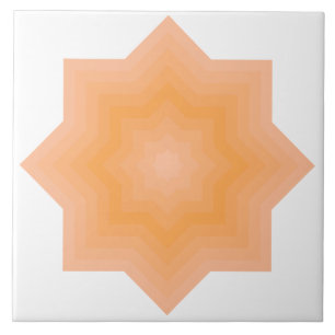 Fuzzy Peach Blazing Orange Stars Ceramic Tile