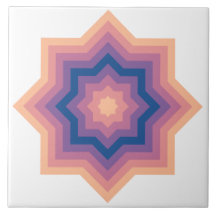 Fuzzy Peach Nautical Blue Stars Ceramic Tile