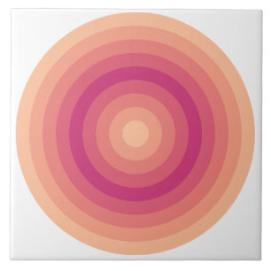 Fuzzy Peach Pinky Arrow Circles Ceramic Tile