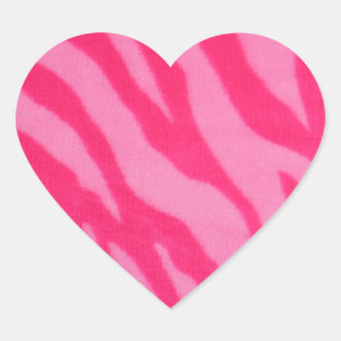 Fuzzy Pink Zebra Stripes Heart Sticker