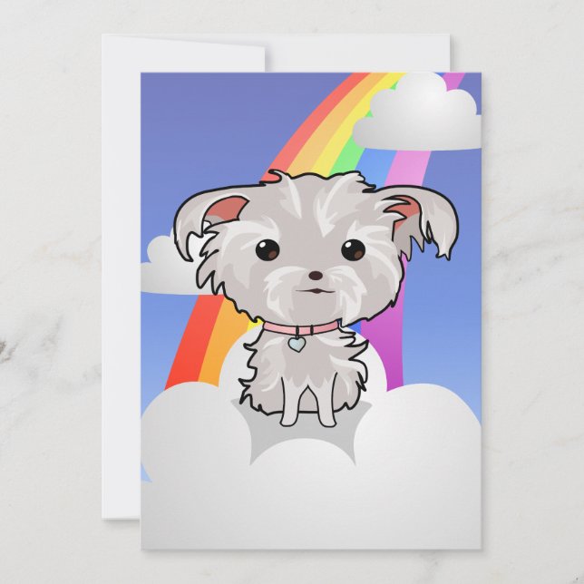 Fuzzy Puppy and Rainbow Invitation (Front)