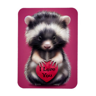 Fuzzy Skunk I Love You Magnet