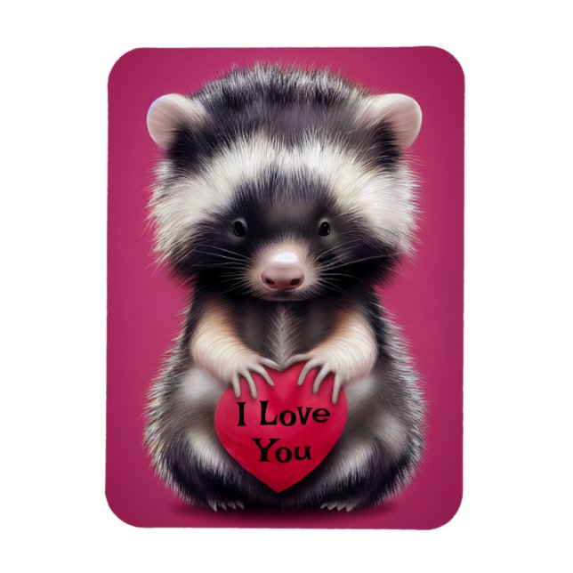Fuzzy Skunk I Love You Magnet (Vertical)